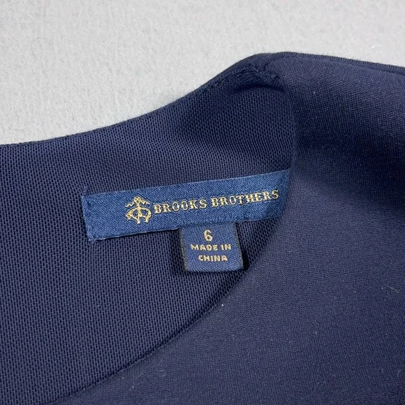 Brooks Brothers Sheath Dress Women 6 Navy Short Sleeve Stretch Lined Work Office - Picture 6 of 11